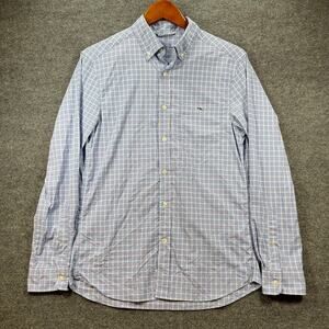 Vineyard Vines On The Go Performance Shirt Men's Small Blue/Red Plaid Active